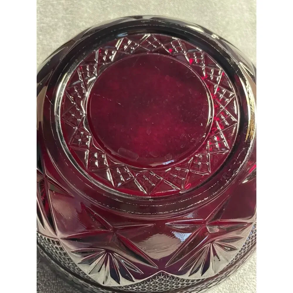 Cristal D’Arques Durand Antique Ruby Red Glass 10” Serving Salad Bowl France